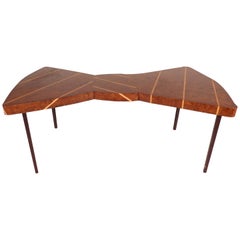 Mid-Century Modern Style Burl Oak Bow-Tie Cocktail Table