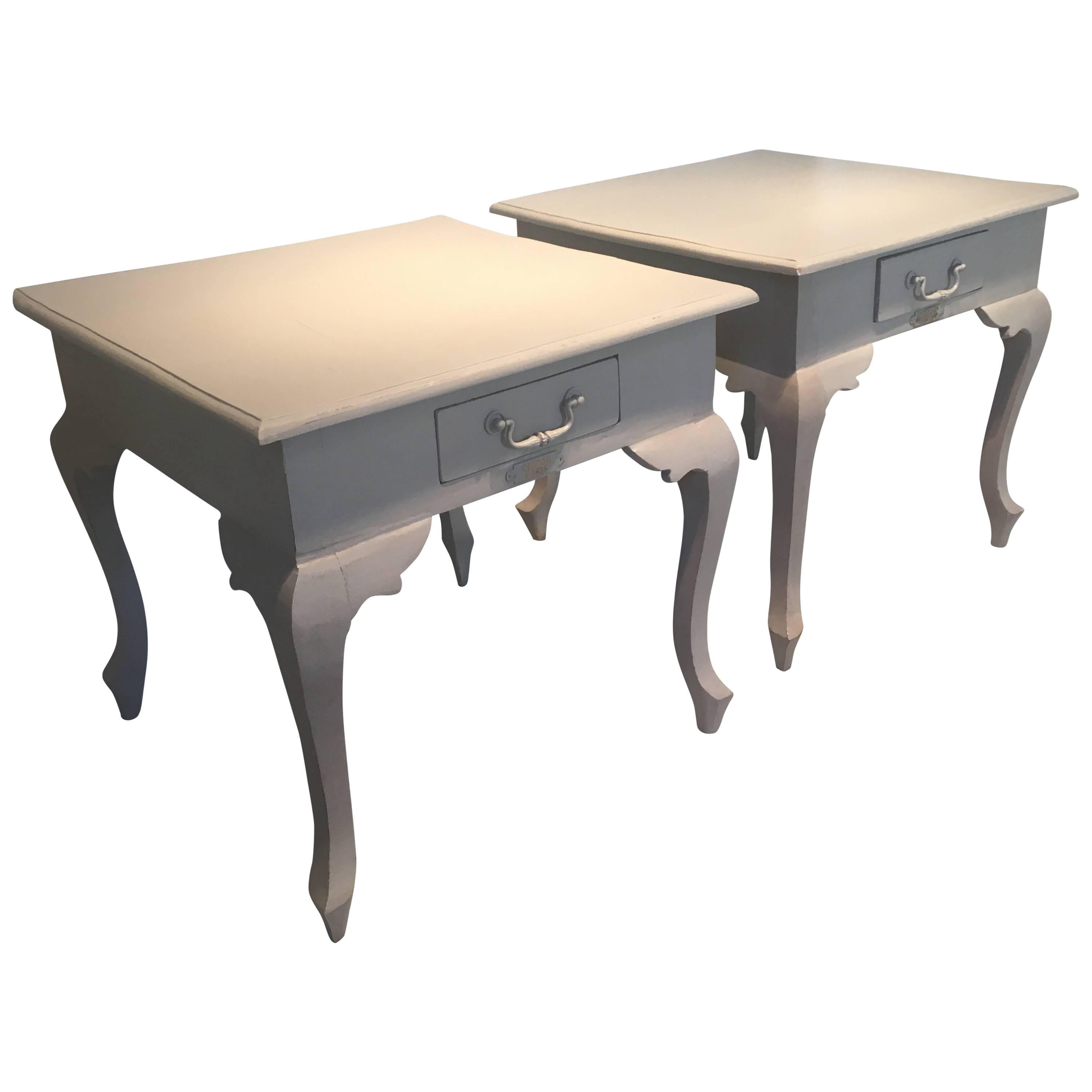 Pair of French Painted Side Tables, Signed "Gelton, Paris"