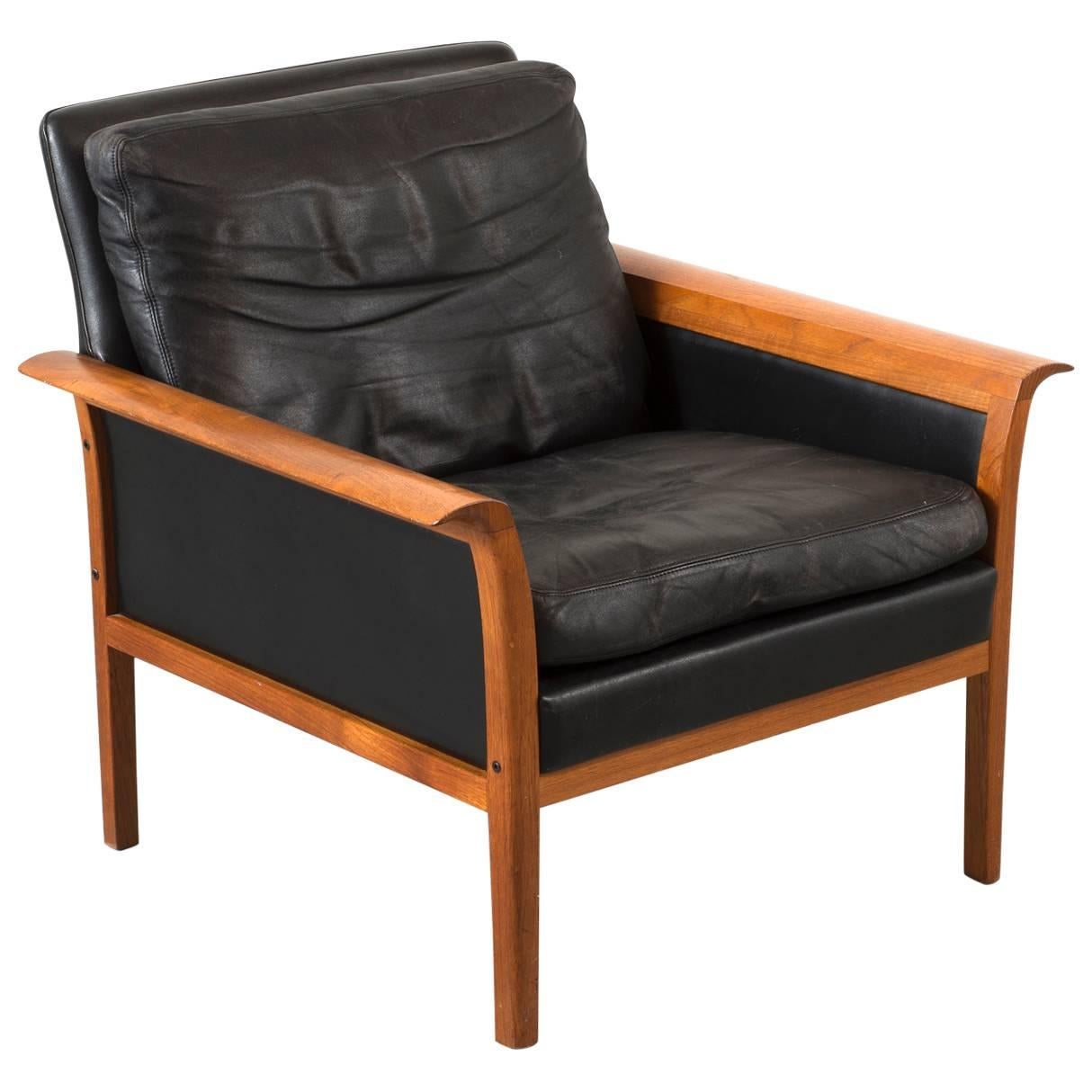 Hans Olsen Teak and Leather Lounge Chair For Sale