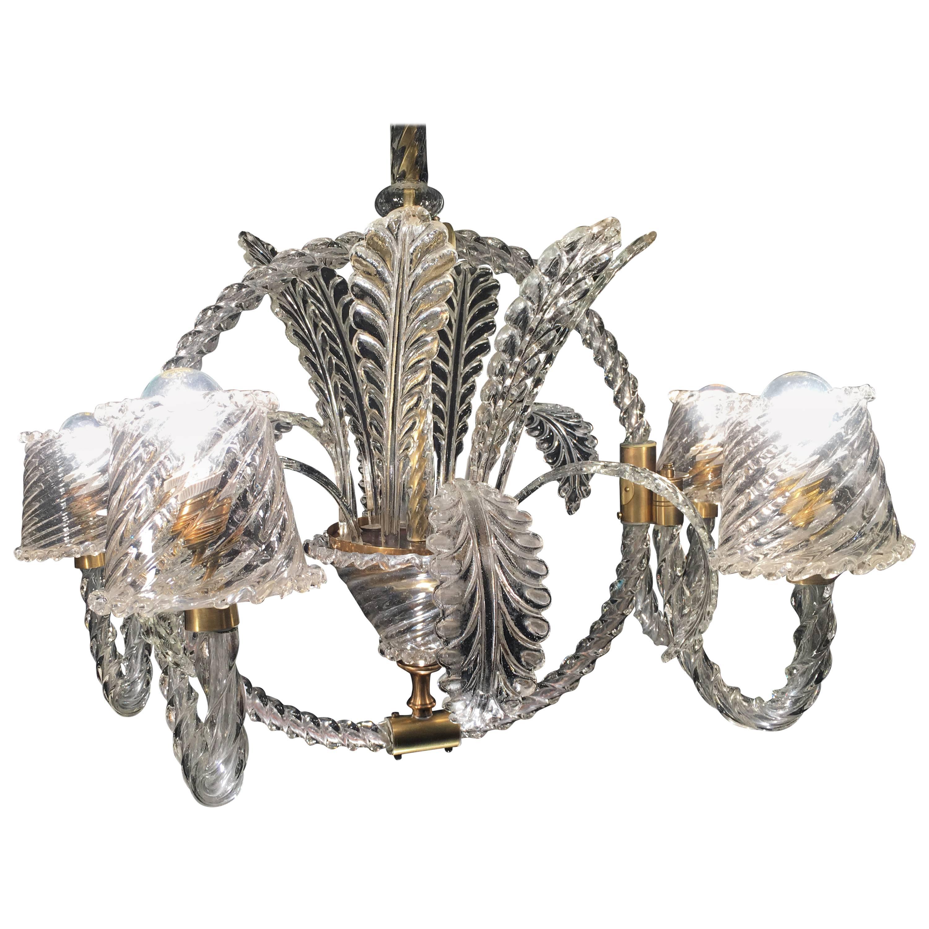 Fine Murano Chandelier by Ercole Barovier, 1940s