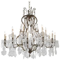 Large French Bronze and Crystal Chandelier with 18 Lights 11