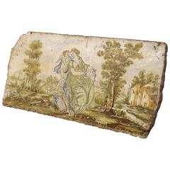 Antique Painted Tile from Italy, 17th Century 3