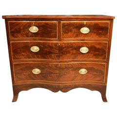 Antique Beautiful Flame Mahogany Edwardian Period Serpentine Chest of Drawers