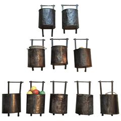 12 French Water Mill Iron Buckets, circa 1900 5