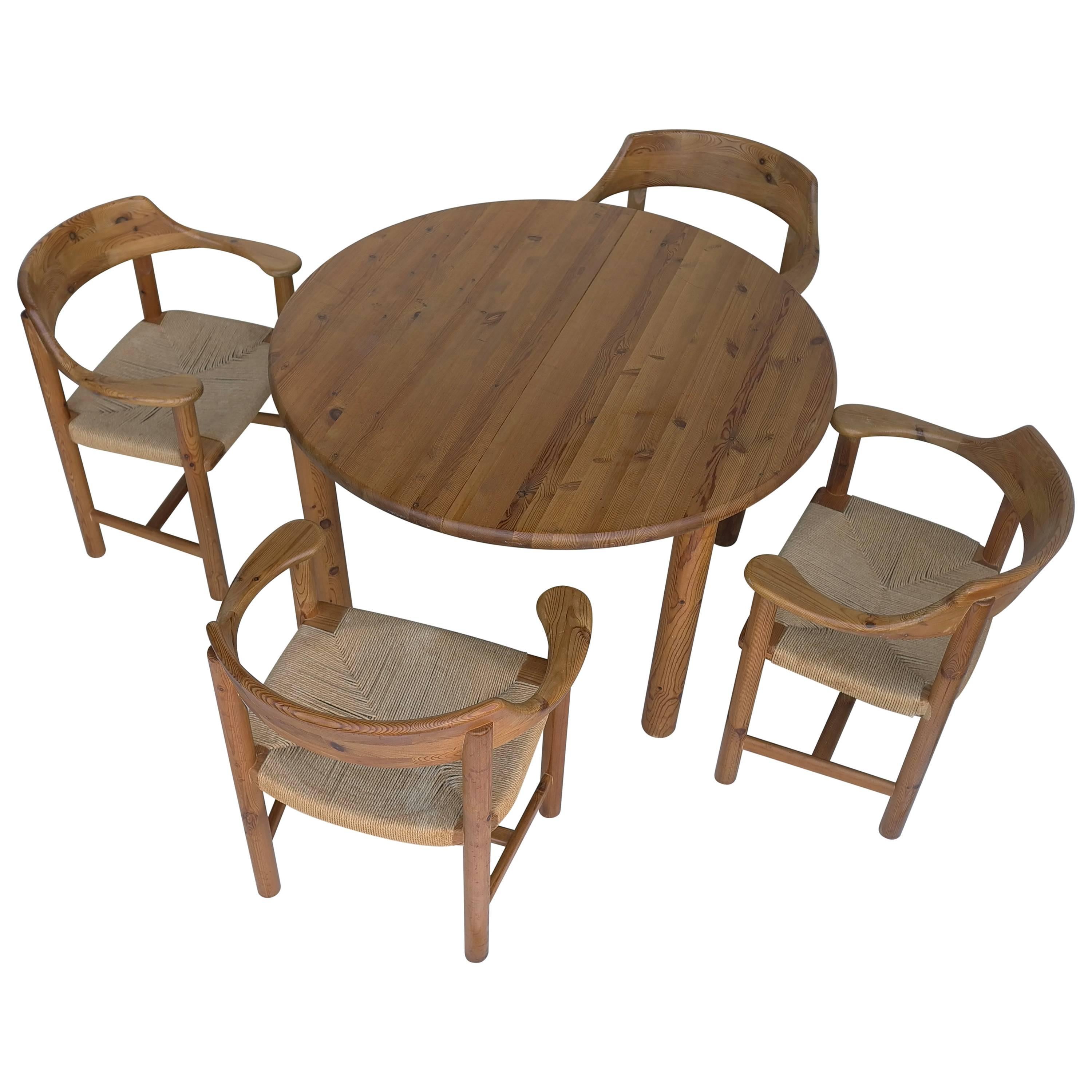 Rainer Daumiller Dining Set in Pinewood with Papercord Seats