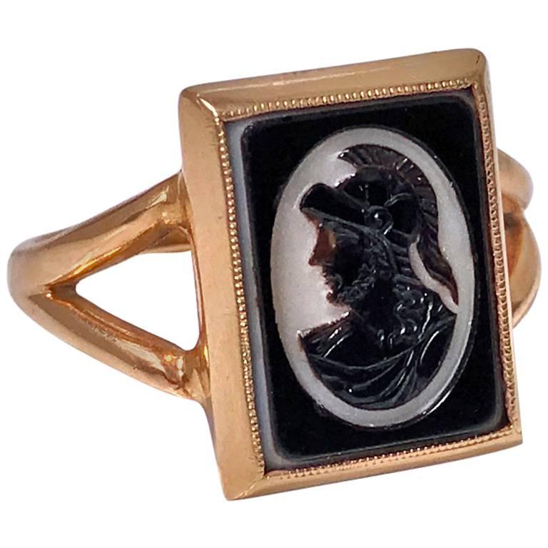 Antique 14-Karat Hardstone Intaglio Ring, circa 1900