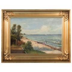 Original 19th Century Antique Danish Seascape Oil Painting, Signed G Raedel