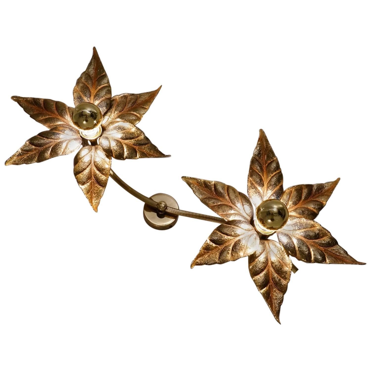 Willy Daro Style Brass Flowers Ceiling or Wall Light by Massive Lighting