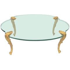 Wonderful P E Guerin Doré Gilt Bronze Glass Top Oval Louis XV Fine Coffee Table