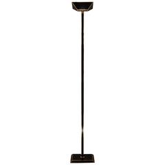 Brass Floor Lamp with Black Lacquer Detail, Italian, circa 1970s