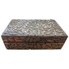 Vintage Mexican Wood Box Embellished With Milagros 6