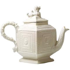 Staffordshire Pottery Stoneware Saltglaze Teapot, Antique Period