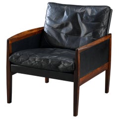 Hans Olsen Armchair in Rosewood and Leather