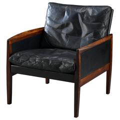 Hans Olsen Armchair in Rosewood and Leather 8