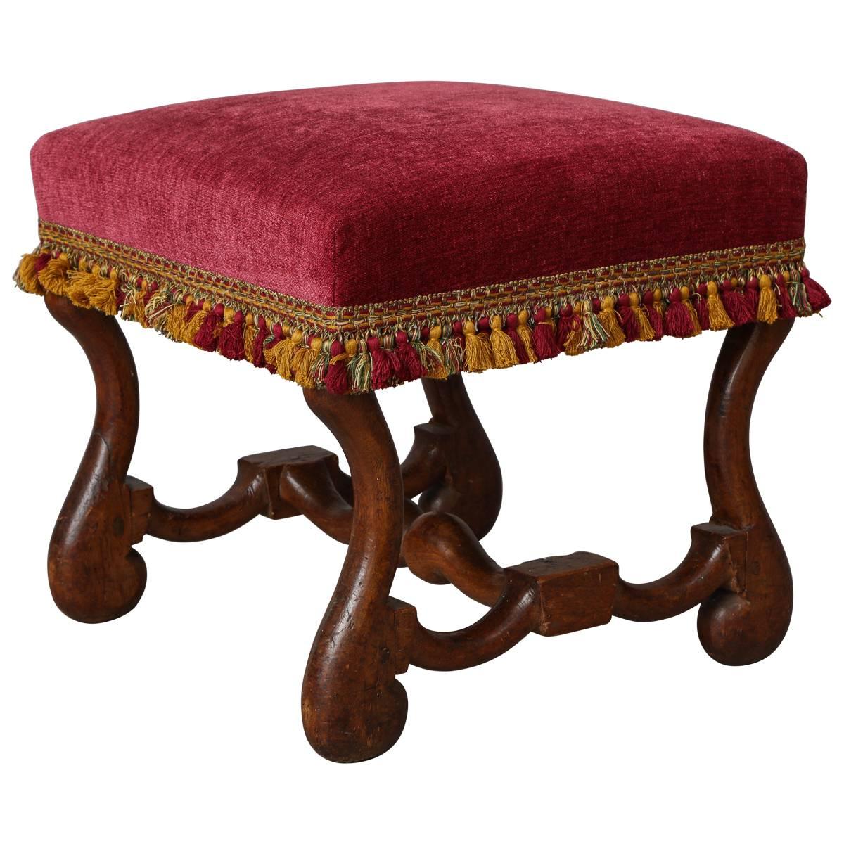 French Louis XIII Period Walnut Bench with ‘Os De Mouton’ Legs