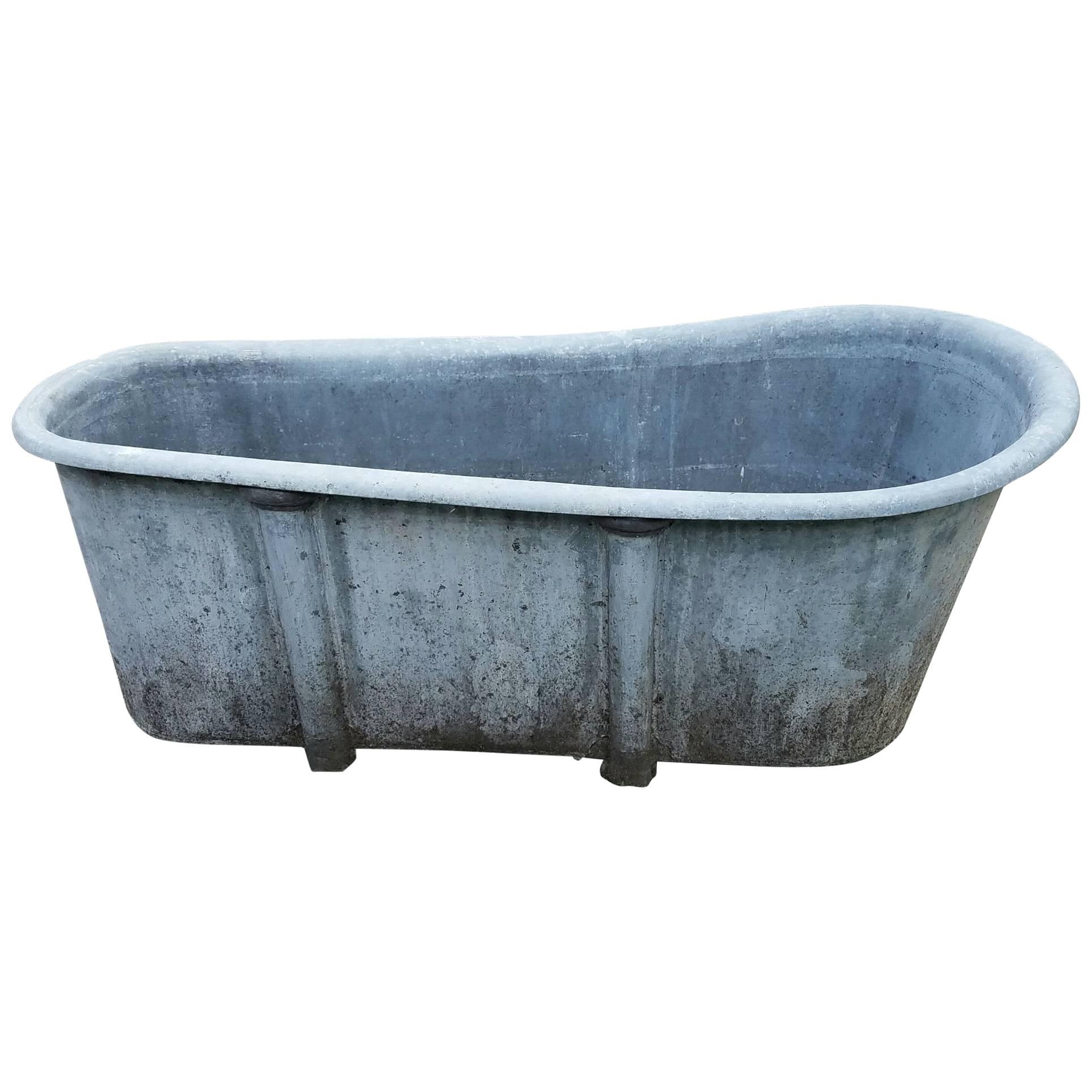 19th Century French Empire Zinc Bathtub