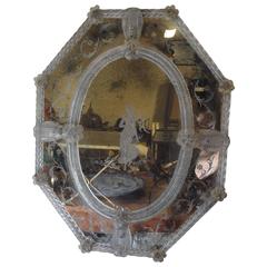 Antique Octagonal Etched Venetian Glass Mirror 6