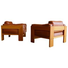 Pair of Leather Lounge Chairs by Tobia Scarpa