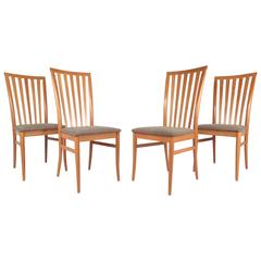 Set of Contemporary Modern Highback Maple Dining Chairs 4