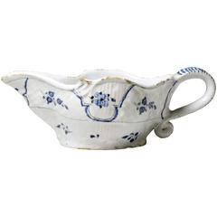 English Delftware Pottery Sauce Boat, Mid-18th Century