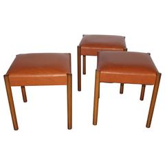 Mid-Century Occasional Leather Stools