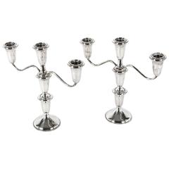 Vintage Pair of Sterling Silver Three-Arms Candelabra