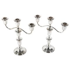 Vintage Pair of Sterling Silver Three-Arm Candelabra