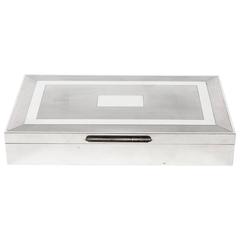 Mid-Century Art Deco Sterling Silver Box with Wood Interior