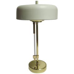 Mid-Century Brass and Lucite Table Lamp by Stilux, Italy