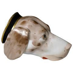 Derby Porcelain Hound Head Stirrup Cup, circa 1810 Derby Works England