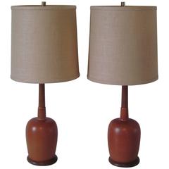 Arne Bang Styled Danish Pottery Table Lamps 