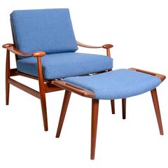 Finn Juhl Teak FD133 Spade Chair and Hans Wegner Ottoman 6