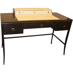 Jonathan Charles Hollywood Regency Leather and Macassar Writing Desk or Vanity