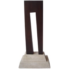 Guy Dill Wood Sculpture with Marble Base Signed and Dated