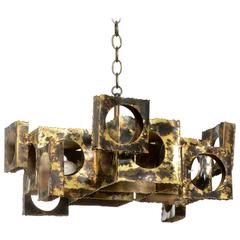 Cubist Style Brutalist Chandelier by Tom Greene for Feldman