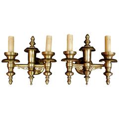 Antique Beautiful Large Solid Brass Sconces