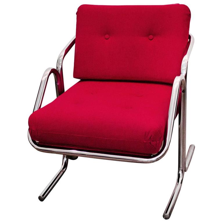 Jerry Johnson Arcadia Chrome Sling Chair, 1970s at 1stDibs