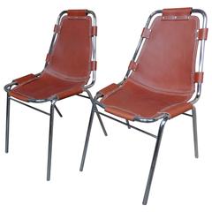 Selected by Charlotte Perriand for the Les Arcs Ski Resort, Two Leather Chairs 5