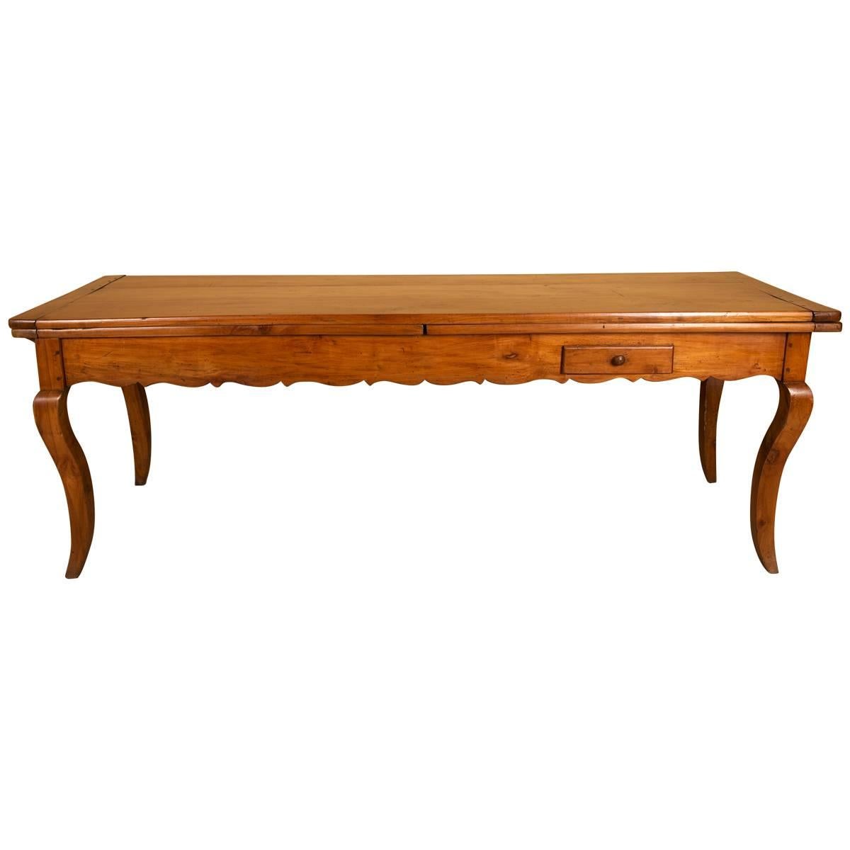 Provincial French Farm Table in Cherrywood, with Extendable Leaves, circa 1830 For Sale