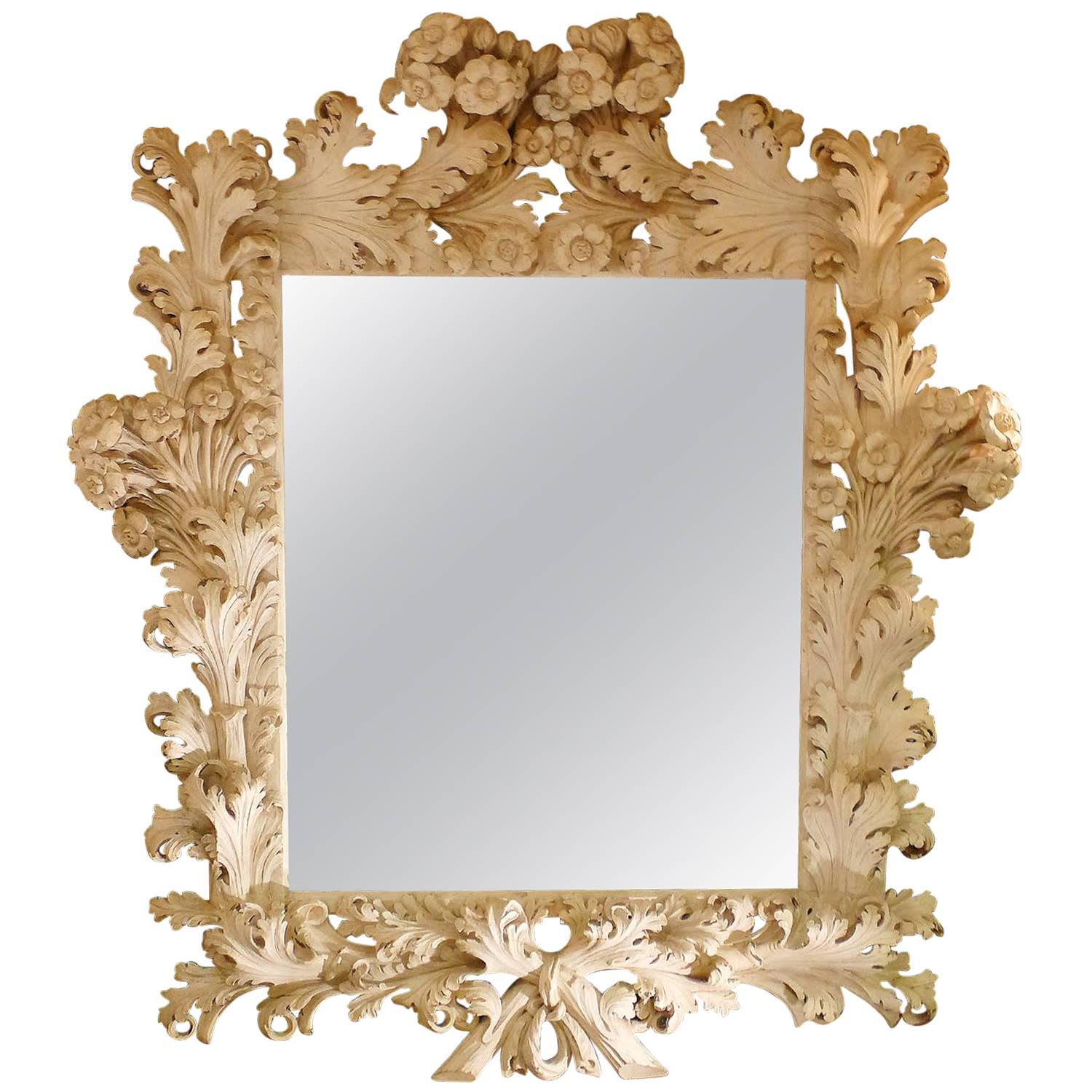 Spectacular Mirror in Wood in the Period, circa 1940 in Baroque Style For Sale