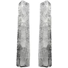 Pair of Large Square Murano Glass Sconces, 1960s Modernist Mirror Vanity Lights 10
