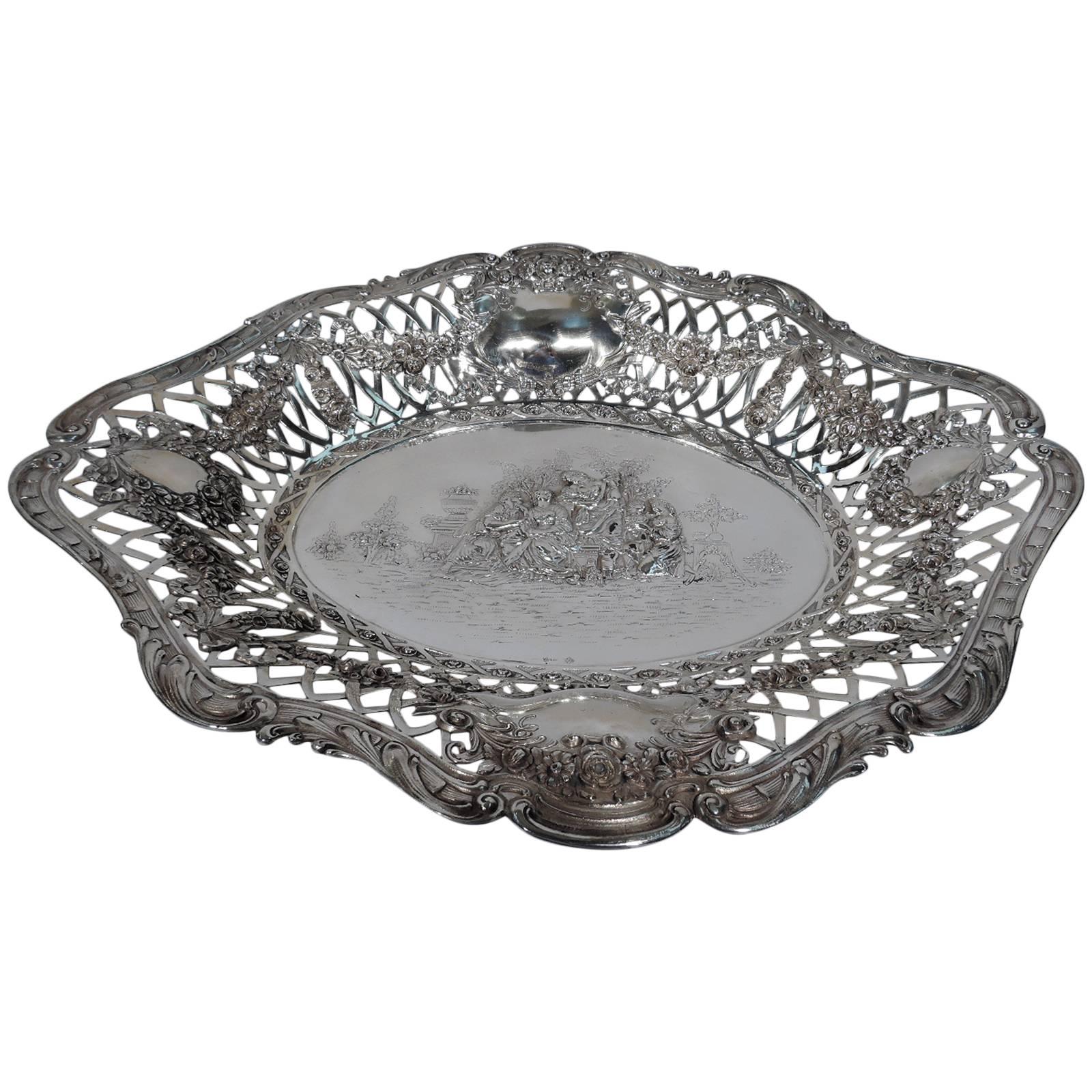 Large Antique German Neoclassical Silver Bowl