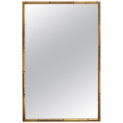 Hollywood Regency Giltwood Faux Bamboo Wall Mirror