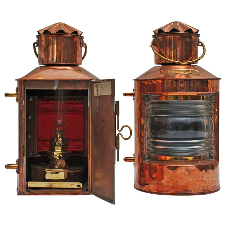 Pair of Nautical Copper Port and Starboard Navigation Lights at 1stDibs