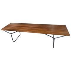 Mid-Century Modern Bench Attributed to Harry Bertoia, Dark Stained Beechwood