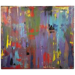 Colorful Modern Abstract Painting in the Manner of Gerhard Richter