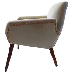Italian Velvet Armchair, 1950s 2