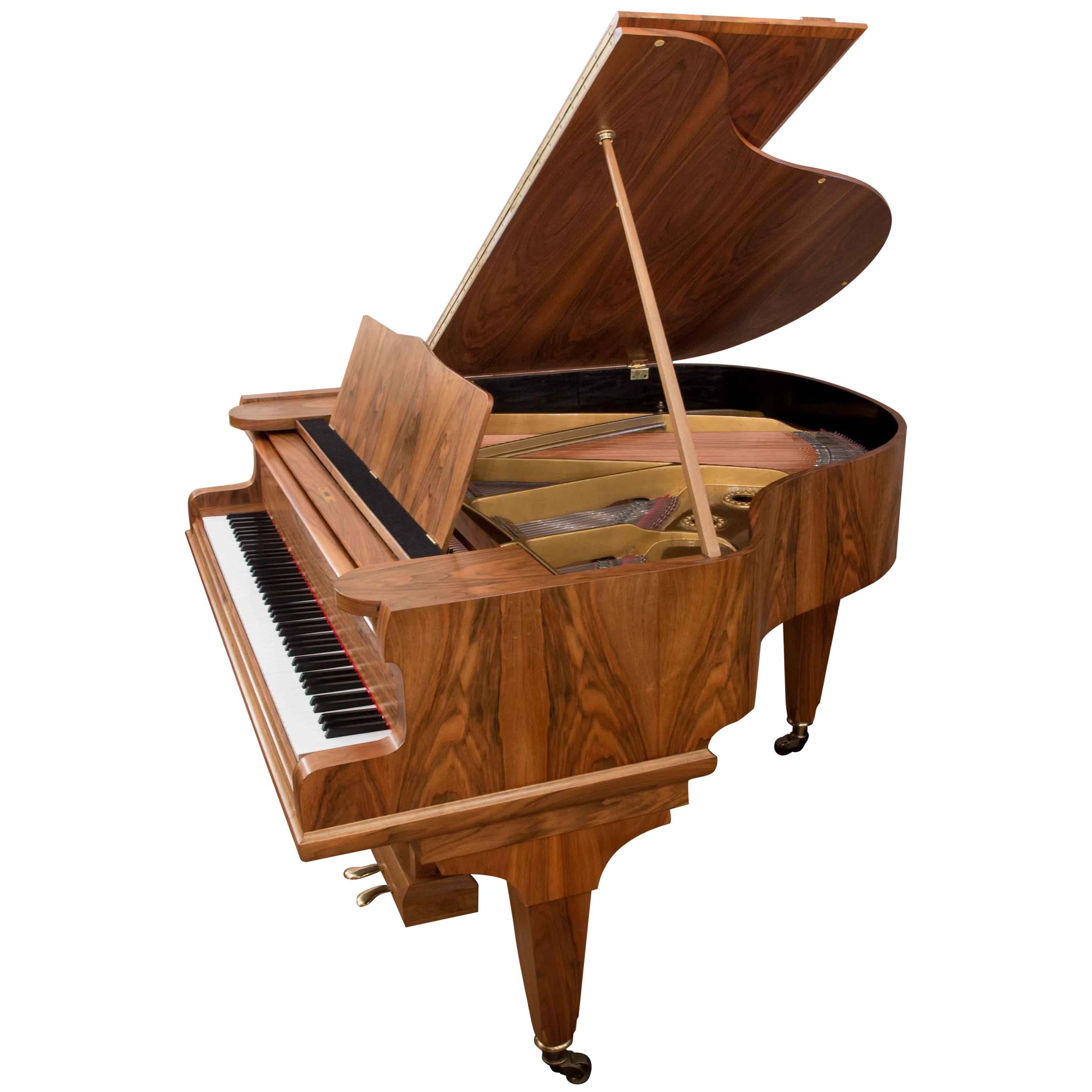 German Parlour Baby Grand Piano 1960s Mid-Century Modern Walnut Satin Case