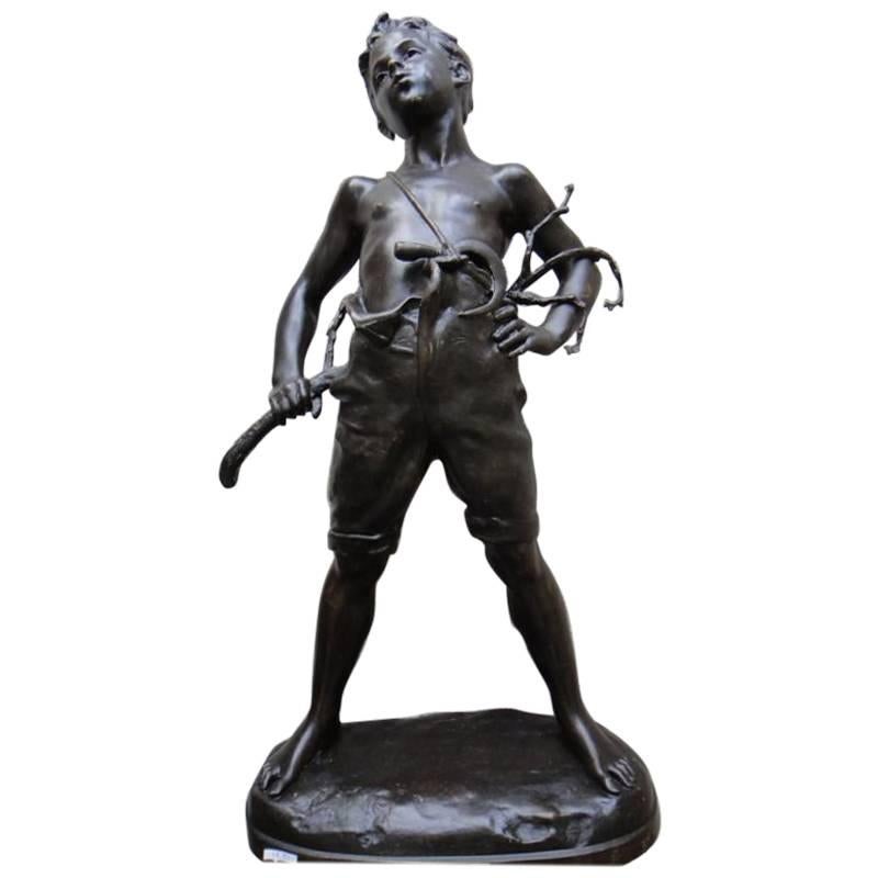 Regule Bronze Patin by Vital-Cornu "Whistling, Young Boy"