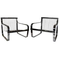 Mid-Century Chrome Chairs, Pair